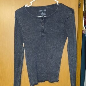 On Fire Charcoal Long Sleeve Henley
